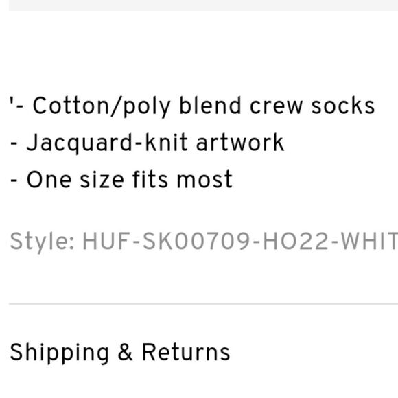 HUF 20th Anniversary Crew Sock - Picture 4 of 6